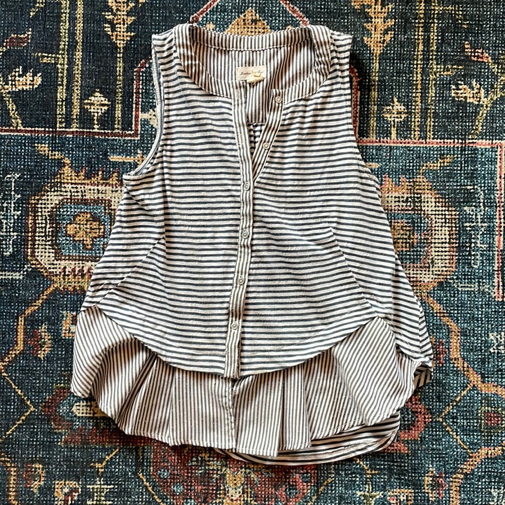 Anthropologie Striped Tank Top with Buttons